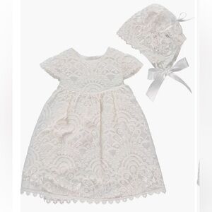 Nordstrom-Carriage Boutique Lace Christening Gown & Bonnet Set‎